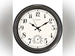 OCEST 16 Inch Retro Outdoor Wall Clock with Thermometer, Battery Operated Waterproof Indoor/Outdoor Clock for Bathroom/Kitchen/Bedroom, Non-Ticking Decorative Clock 45
