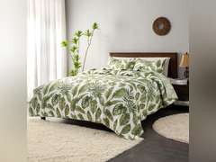 HORIMOTE HOME Tropical Plants Quilt Set Queen Size 3 Pieces, Green Palm Leaves Rainforest Style Fine Printed Reversible Bedspreads Bedding Sets, Soft and Lightweight Bed Coverlet for All Season Green Full/Queen 39.99