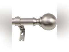 Brushed Nickel Curtain Rods for Window 36 to 72 Inch, Single Curtain Rods Drapery Rods, Adjustable 1-Inch Thicken Window Treatment Curtain Rods, Telescoping Decorative Curtain Rods with Round Finial 30
