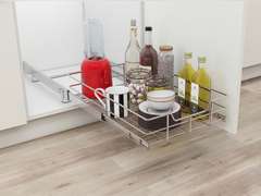 STORKING 1 Tier Wire Basket Pull Out Shelf Drawer Storage Organizer for Kitchen Base Cabinets Chrome-Plating (14x 22 x 5.3 Inch, 1 Tier) 60