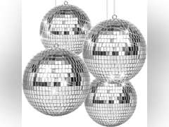 4 Pack Large Disco Ball Silver Hanging Disco Balls Reflective Mirror Ball Ornament for Party Holiday Wedding Dance and Music Festivals Decor Club Stage Props DJ Decoration (6 Inch, 4 Inch) 35.99