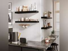BAMEOS Floating Shelf,Wall Shelf,Decor Wall Mounted Shelves,Hanging Shelf Set L24xW6 for Bathroom Kitchen Living,Kitchen,Room Bedroom Storage,Black 24x6 Black 38.69