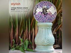 Alpine Corporation 12" Tall Indoor/Outdoor Roman Column Gazing Globe Display Stand, Mixed Colors 30.99