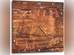 3D Rose USA-Southwest-Indian Petroglyphs on Sandstone Wall Clock, 15" x 15" 58.52
