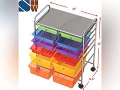 SimpleHouseware 12-Drawers Rolling Storage Cart, Multicolor Multi Color 74.87