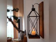 Homemory Wall Candle Sconce, Decorative Hanging Candle Lantern with Windproof Glass Holder Dark Brown 35.99