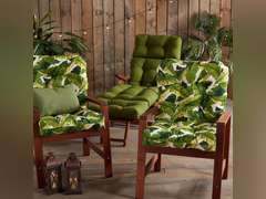 Greendale Home Fashions Outdoor Seat/Back Chair Cushion, 1 Count (Pack of 1), Tropical White 50.4