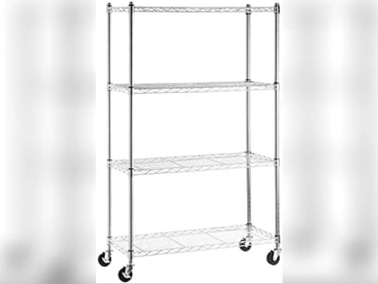 Amazon Basics 4Shelf Heavy Duty Shelving Storage Unit on 3'' Wheel