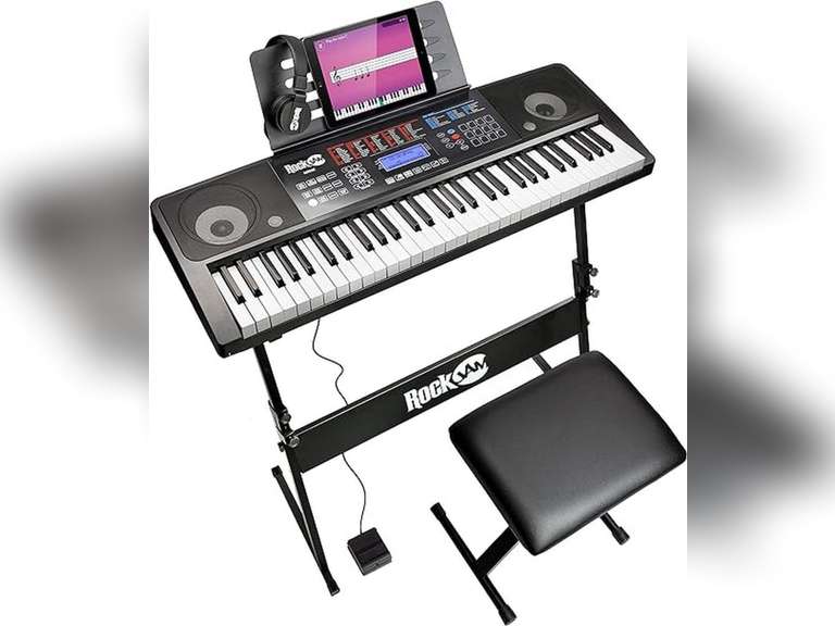 RockJam 61 Key Touch Display Keyboard Piano Kit with Digital Piano