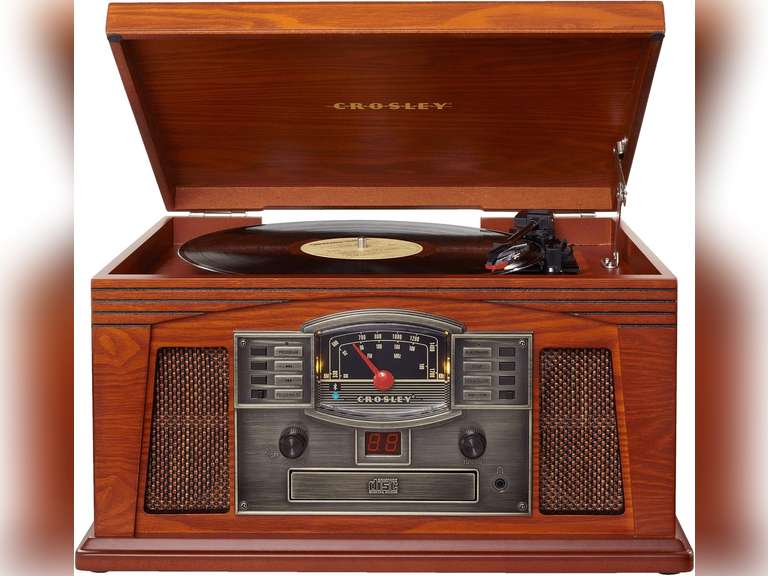 Crosley CR42D-PA Lancaster 3-Speed Turntable with Radio, CD/Cassette Player, Aux-in and Bluetooth, Paprika 145