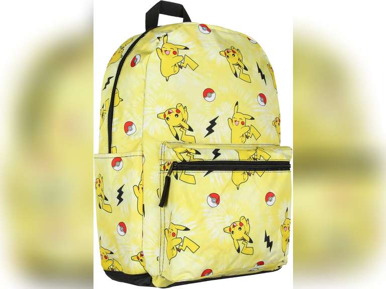 Bioworld Pokemon Pikachu Pokeball Tie Dye 17" Travel Laptop Backpack Yellow 40