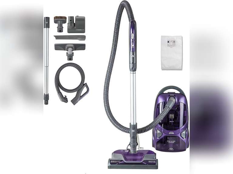 Kenmore 600 Series Friendly Lightweight Bagged Canister Vacuum with Pet PowerMate, Pop-N-Go Brush, 2 Motors, HEPA Filter, Aluminum Telescoping Wand, Retractable Cord and 4 Cleaning Tools, Purple 320
