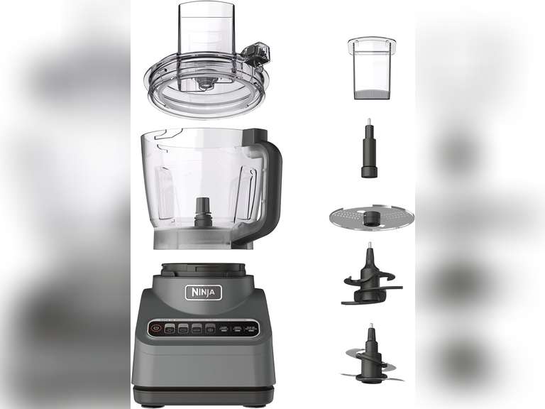Ninja Food Processor, Professional Plus, 1000 Peak Watts, 4 Functions for Chopping, Slicing, Purees & Dough with 9-Cup Processor Bowl, 3 Blades, Food Chute & Pusher, Silver, BN601 89
