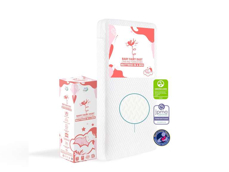 Dream On Me Baby Fairy 5 Foam Crib & Toddler Bed Mattress in a Box, White I Greenguard Gold Certified I JPMA Certified 60
