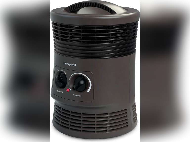 Honeywell HHF360V 360 Degree Surround Fan Forced Heater with Surround Heat Output Charcoal Grey Energy Efficient Portable Heater with Adjustable Thermostat & 2 Heat Settings, Small 35