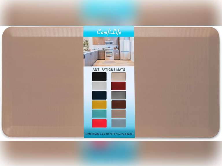 ComfiLife Anti Fatigue Floor Mat 3/4 Inch Thick Perfect Kitchen Mat, Standing Desk Mat Comfort at Home, Office, Garage Durable Stain Resistant Non-Slip Bottom (20" x 39", Beige)