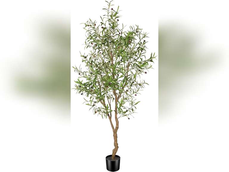 FEELEAD Artificial Olive Tree 7ft Fake Potted Olive Silk Tree with