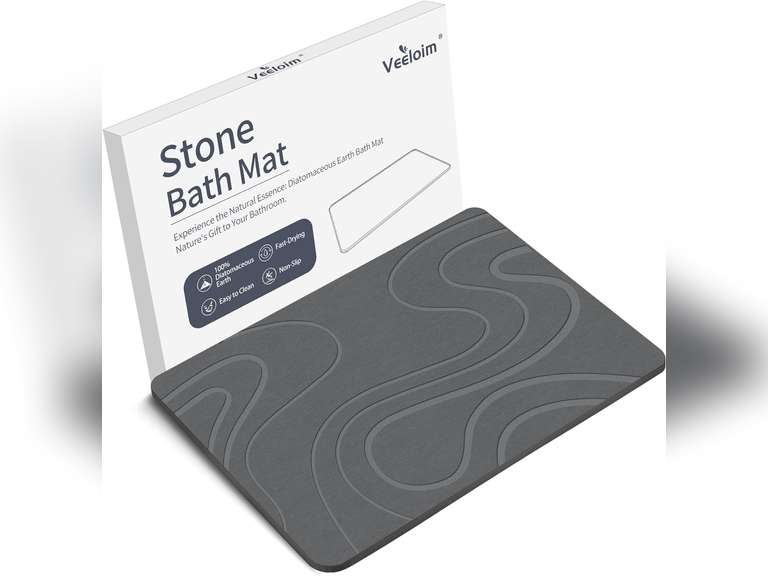 Stone Bath Mat Diatomaceous Earth Bath Mat Super Absorbent Stone Bath Mats for Bathroom/Kitchen Counter Quick Drying Diatomite Bath Stone Mat Natural Non-Slip Easy to Clean(23.6 15.4") 40