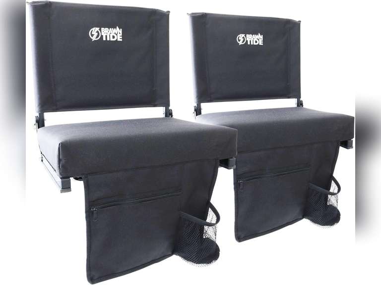 BRAWNTIDE Wide Stadium Seat - Extra Thick Cushion, Great Back Support, Lightweight Chair, Multiple Storage Pockets, Compact, Ideal for Sporting Events 100