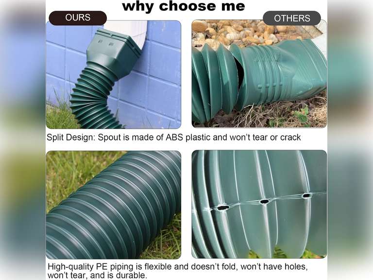 4 Pack Rain Gutter Downspout Extensions Flexible, Drain Downspout