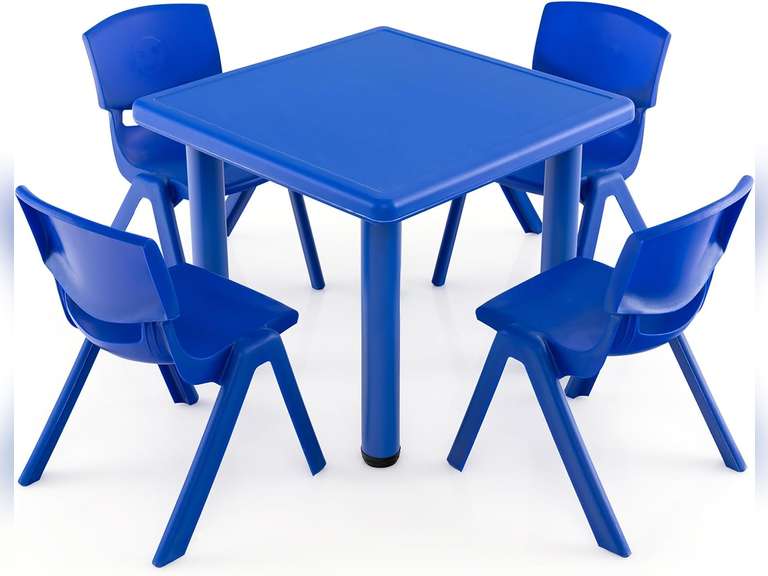 (TABLE ONLY)24" L x 24" W Kids Table 1-8 Year Old Toddler Activity Craft Table for Toddlers Home, Nursery, Classrooms - Blue 95