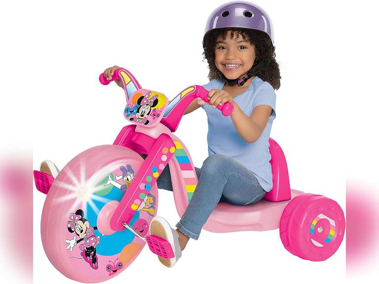 Minnie Mouse Ride-On 15" Fly Wheels Cruiser Tricycle Bike, Trike Has Built-In Light on Both Sides of Big Wheel, Ages 3-7, for Kids 41 -44 Tall - 70 lbs. Weight Limit 50