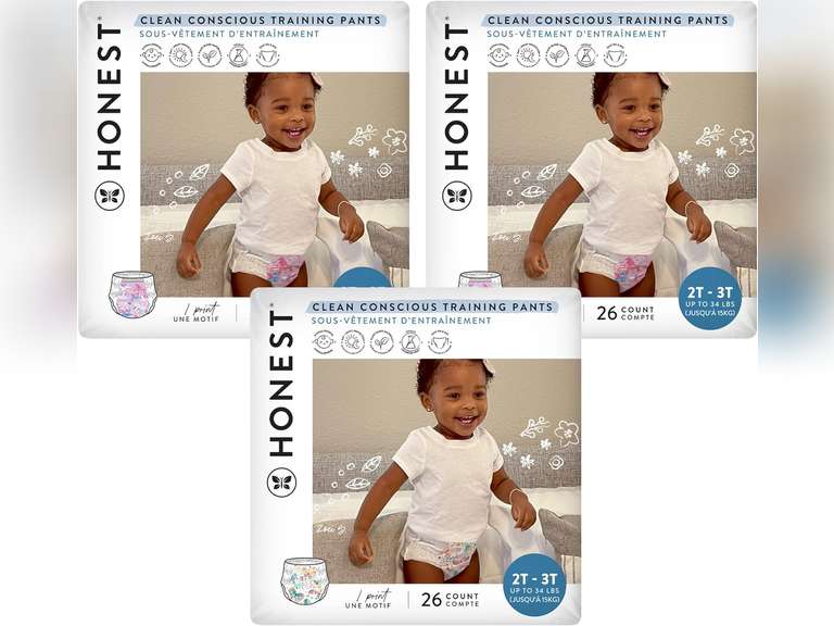The Honest Company Clean Conscious Training Pants | Plant-Based, Sustainable Diapers | Magical Moments + Butterfly Kisses | Size 2T/3T (34- lbs), 78 Count Magical Moments + Butterfly Kisses Size 2T/3T 36