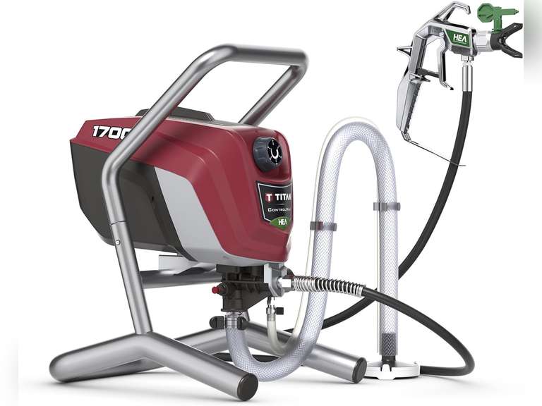 Titan Tool 0580009 ControlMax 1700 High Efficiency Airless Paint Sprayer, HEA technology decreases overspray by up to 55% while delivering softer spray 299