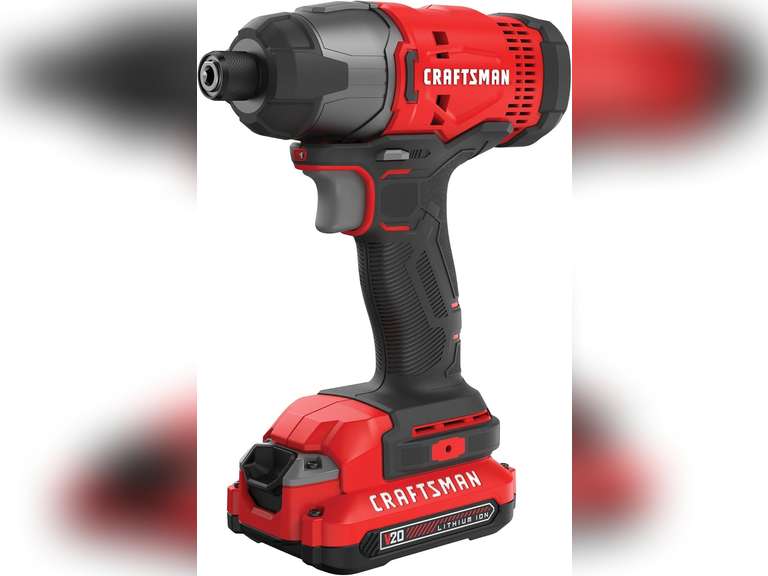 CRAFTSMAN 20V MAX Impact Driver Kit, 1/4 Inch, 2,800 RPM, LED Work light, Battery and Charger Included (CMCF800C1) 59