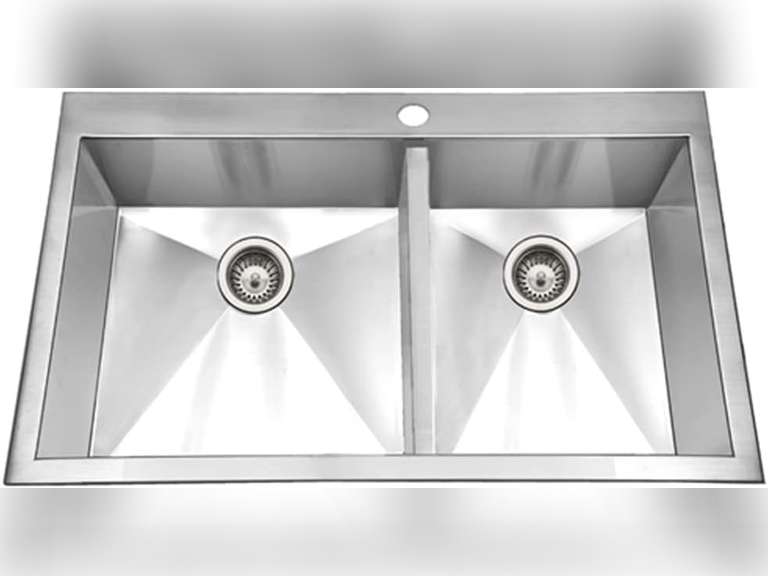 Houzer BCD-3322 Bellus Series Zero Radius Topmount Stainless Steel 1-Hole 50/50 Double Bowl Kitchen Sink 429