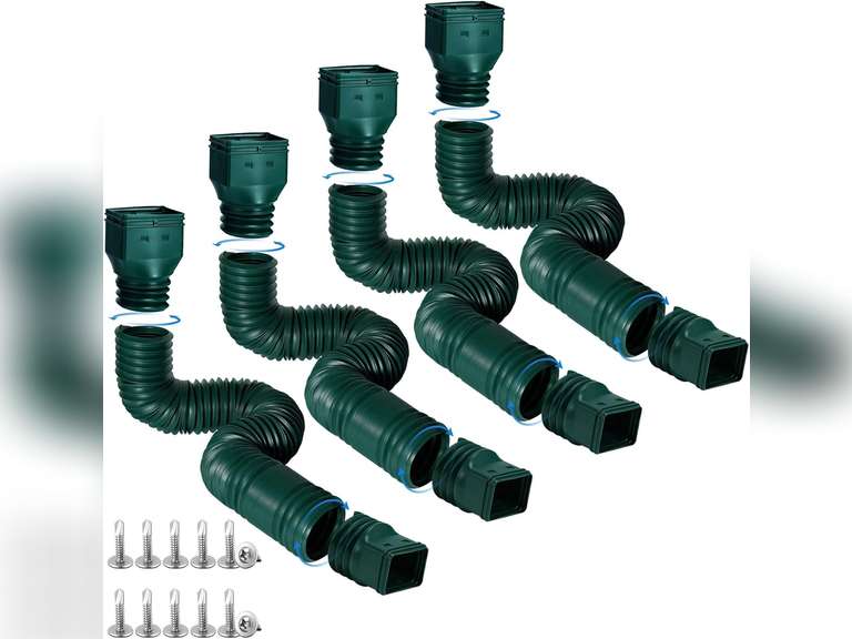4 Pack Rain Gutter Downspout Extensions Flexible, Drain Downspout