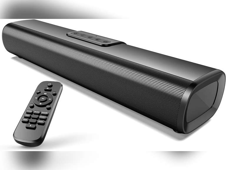 Sound Bar for TV, 50Watts-16 Inches Small Bluetooth Sound Bar with HDMI(ARC), Optical, AUX and USB Inputs, Wall Mountable TV Soundbar with Remote Control and Surround Sound for PC, Gaming 45