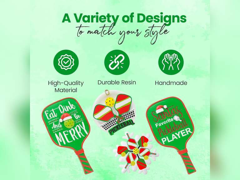 Eat Dink and Be Merry Pickleball Paddle Christmas Ornament, a US Family-Owned Business - Sportybella Pickleball Gifts Christmas Tree Decorations, Sports Enthusiast Pickleball Paddles Decor 18
