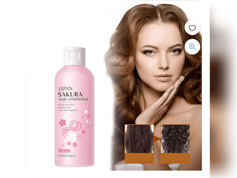 * LAIKOU Japan Sakura Hair Conditioner Smooth And Shiny Repair Dry Hair Fresh Floral Fragrance (200ml)* Sakura Japanese Hair Loss Shampoo - 200ml Volumising Natural Shampoo,Hair Loss Prevention Shampoo for Men Women, Hair Care for Frizzy, Coarse and 