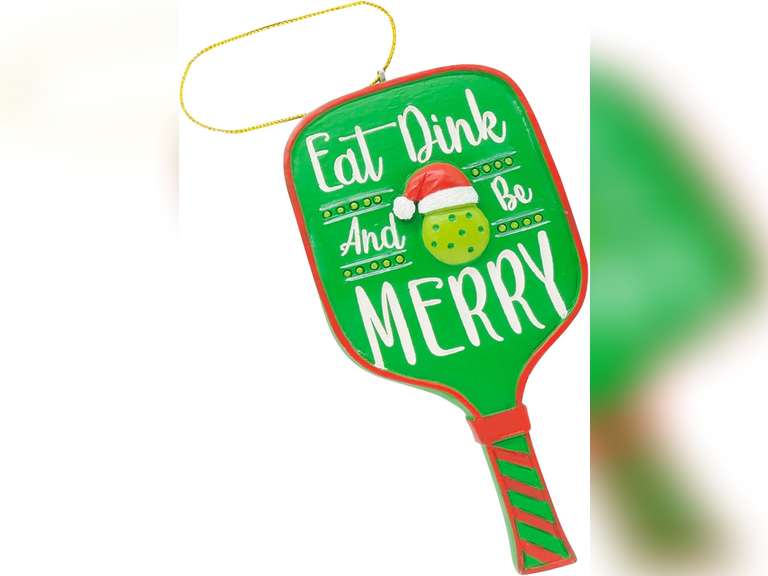 Eat Dink and Be Merry Pickleball Paddle Christmas Ornament, a US Family-Owned Business - Sportybella Pickleball Gifts Christmas Tree Decorations, Sports Enthusiast Pickleball Paddles Decor 18