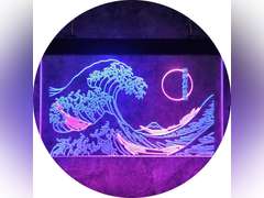 The Great Wave Off Kanagawa LED Neon Sign, Japanese Katsushika Hokusai Sign Classic Room Wall Art, Cool Ukiyoe Neon Light Signs for Wall Decor Interior Decoration 8X12 Inches(Blue & Pink) 46