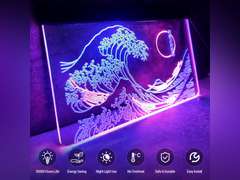 The Great Wave Off Kanagawa LED Neon Sign, Japanese Katsushika Hokusai Sign Classic Room Wall Art, Cool Ukiyoe Neon Light Signs for Wall Decor Interior Decoration 8X12 Inches(Blue & Pink) 46