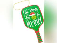 Eat Dink and Be Merry Pickleball Paddle Christmas Ornament, a US Family-Owned Business - Sportybella Pickleball Gifts Christmas Tree Decorations, Sports Enthusiast Pickleball Paddles Decor 18