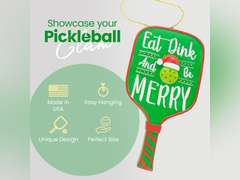 Eat Dink and Be Merry Pickleball Paddle Christmas Ornament, a US Family-Owned Business - Sportybella Pickleball Gifts Christmas Tree Decorations, Sports Enthusiast Pickleball Paddles Decor 18