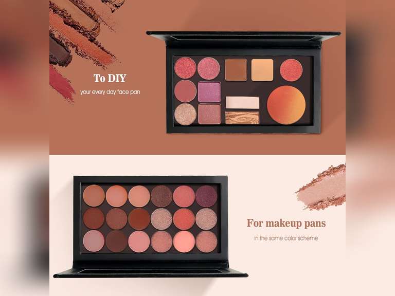 Lolalet 2 Pack Magnetic Makeup Palettes, Empty Magnetic Palette with Mirror for Eyeshadow Lip Color Blush Powder Highlighter Contour - Leather&Holographic 14