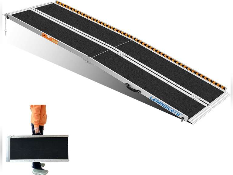 LEMNISCATE 8FT Wheelchair Ramp, Anti-Slip Portable Aluminum Ramps for ...