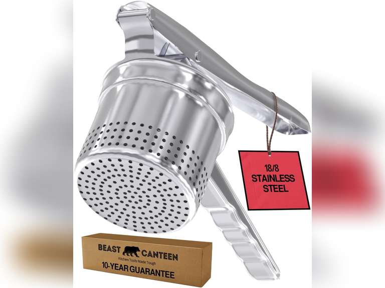 Potato Ricer - Ricer for Mashed Potatoes, Made of 18/8 Stainless Steel, Make Fluffy Smooth Mashed Potatoes & Rice Cauliflower, Vegetables, Professional Kitchen Tool, Press, Large Masher 35