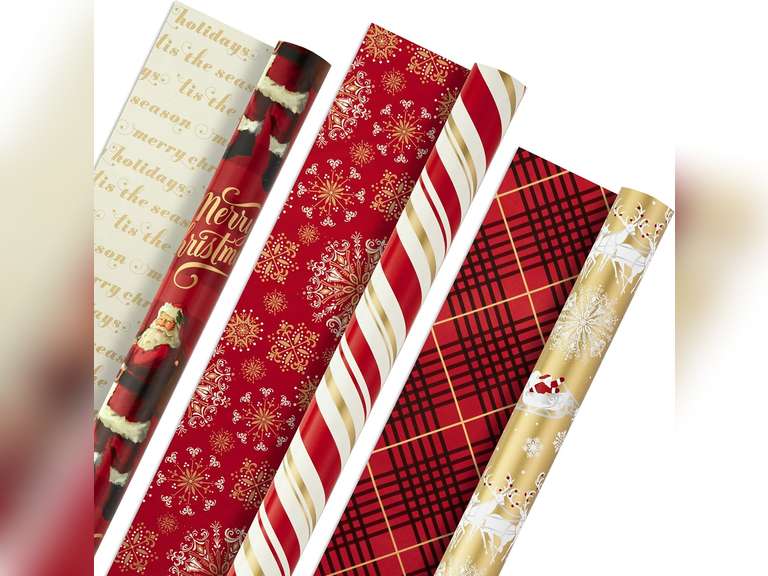 Hallmark Christmas Wrapping Paper Rolls - Traditional Holiday Gift Wrap ...