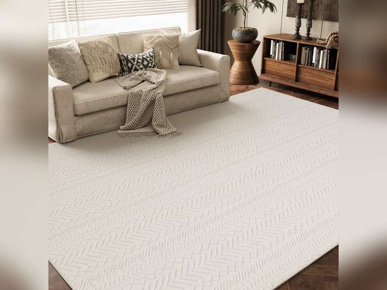 AMOAMI-Washable Area Rugs 5x7-Boho Beige Rugs for Living Room Machine Washable-3D Rugs for Bedroom-Non Slip Floor Rug-Moroccan Washable Rugs for Bedroom Dining Room 90