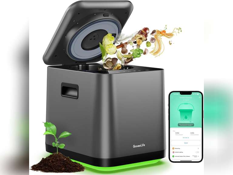 GoveeLife Smart Electric Composter for Kitchen, 3L Compost Bin Indoor ...