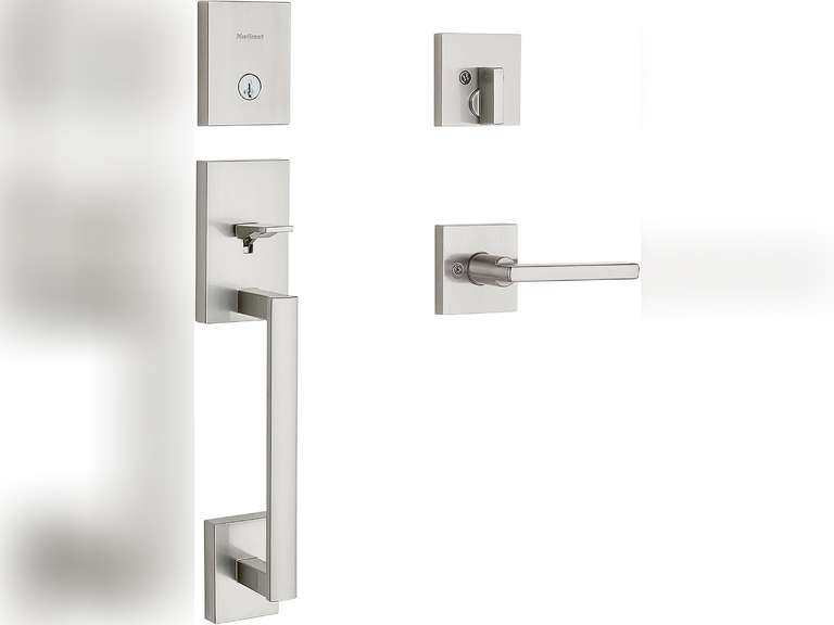 Kwikset San Clemente Front Door Handleset With Deadbolt – SmartKey Security In Satin Brass