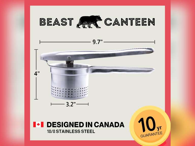 Potato Ricer - Ricer for Mashed Potatoes, Made of 18/8 Stainless Steel, Make Fluffy Smooth Mashed Potatoes & Rice Cauliflower, Vegetables, Professional Kitchen Tool, Press, Large Masher 35