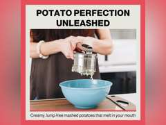 Potato Ricer - Ricer for Mashed Potatoes, Made of 18/8 Stainless Steel, Make Fluffy Smooth Mashed Potatoes & Rice Cauliflower, Vegetables, Professional Kitchen Tool, Press, Large Masher 35