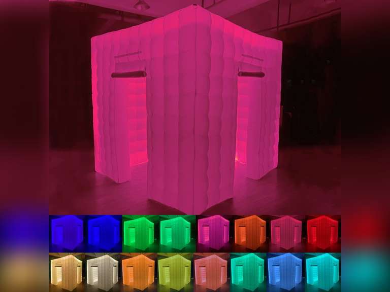 Inflatable Photo Booth Enclosure, 8.2 x 8.2ft Portable 16 Colors LED ...