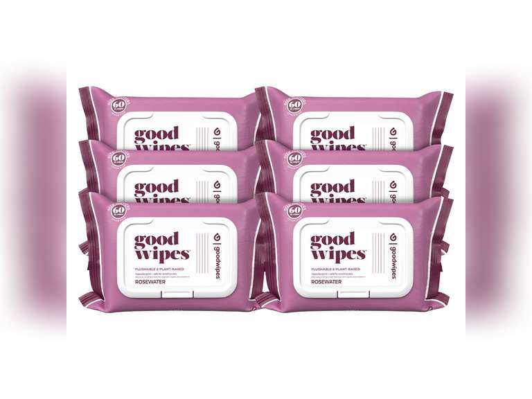 Goodwipes Flushable Aloe Butt Wipes, Septic Safe 360 Count Rosewater